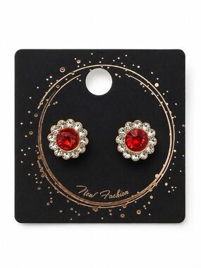 Red Flower Stud Earrings